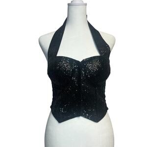 Match Ups by Natco Vintage Black Sequin Corset